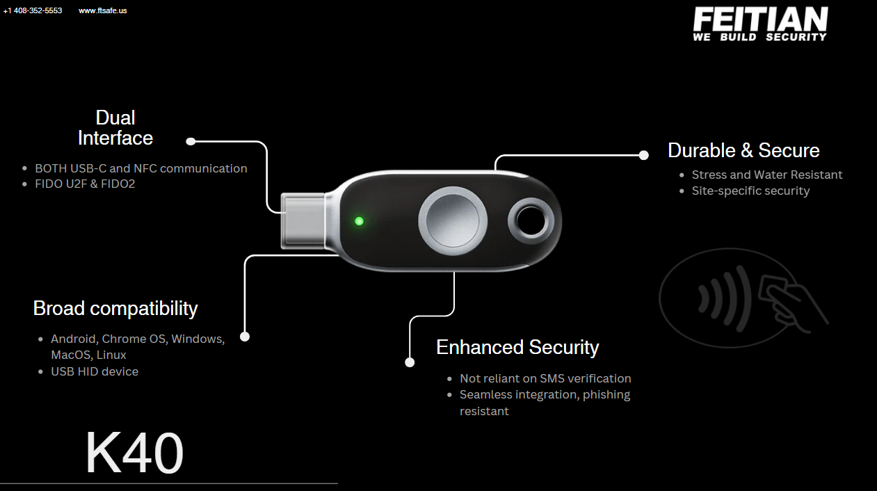K40 USB-C NFC Security Key