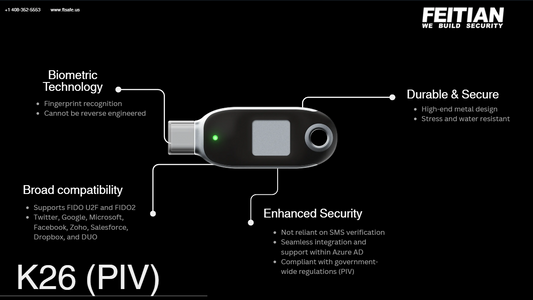 BioPass FIDO2 FIDO U2F with PIV Biometric Fingerprint USB-C Security Key | K26-PIV