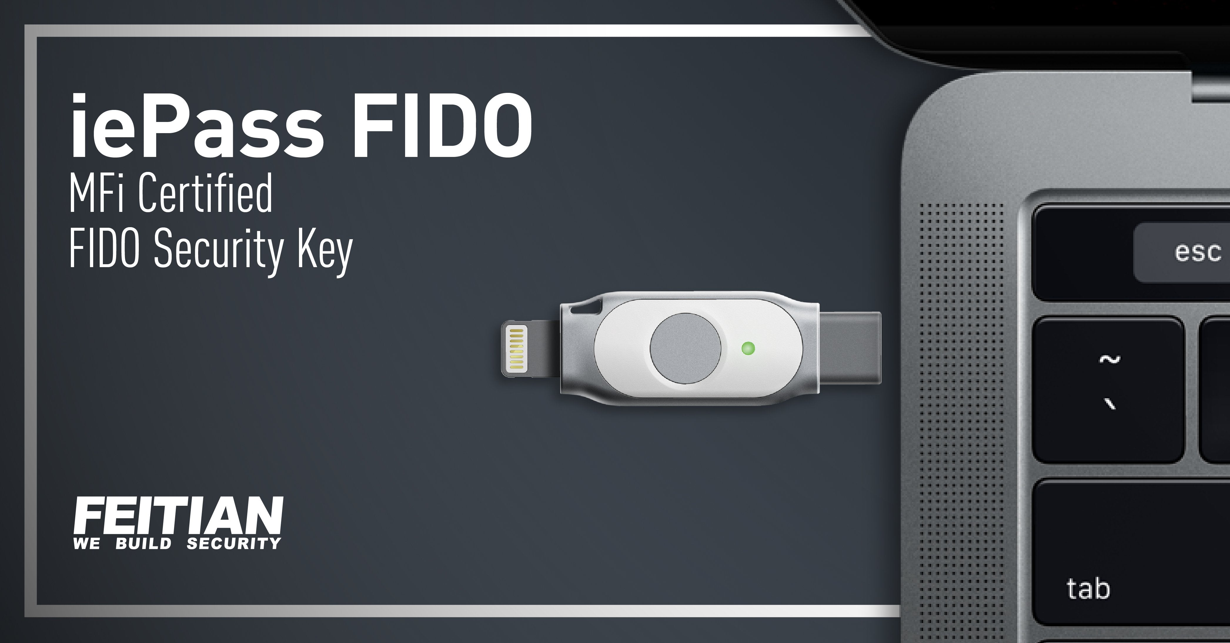 FEITIAN iePass FIDO2 FIDO U2F USB-C + Lightning Security Key (Casing: K44) - FEITIAN Technologies US